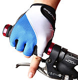 Велосипедные перчатки Wolfbike короткие голубые, фото 2