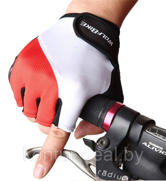 Велосипедные перчатки Wolfbike короткие красные - фото 2 - id-p8288720