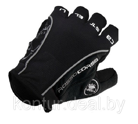 Велосипедные перчатки Castelli Rosso короткие черные - фото 1 - id-p8288746