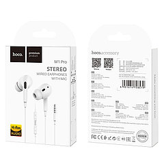 Наушники Hoco M1 PRO Original Series Earphone с микрофоном,проводные разьем 3,5 мм цвет: белый