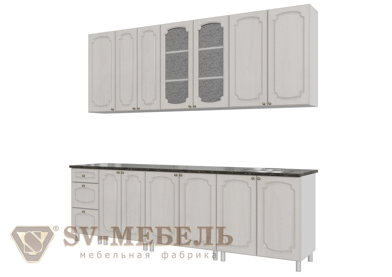 Кухонный гарнитур SV-мебель Классика (2,6 м) 912 Сосна белая/Корпус белый - фото 1 - id-p125645264