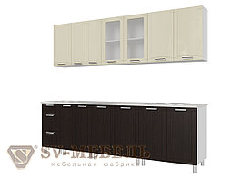 Кухонный гарнитур SV-мебель Геометрия (2,6 м) 720 Ваниль/Дуб Венге/Корпус белый