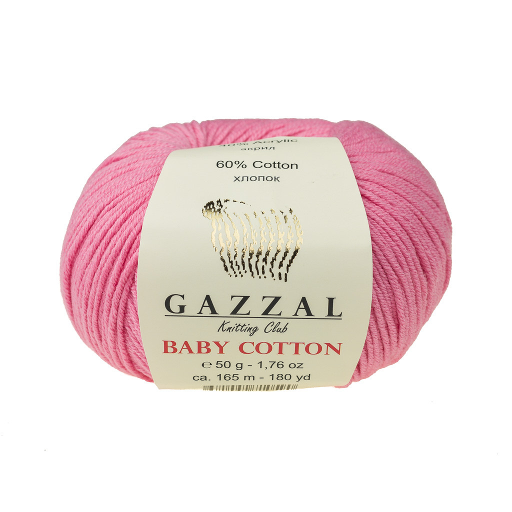Пряжа Gazzal Baby Cotton цвет 3468 розовый - фото 1 - id-p125699653