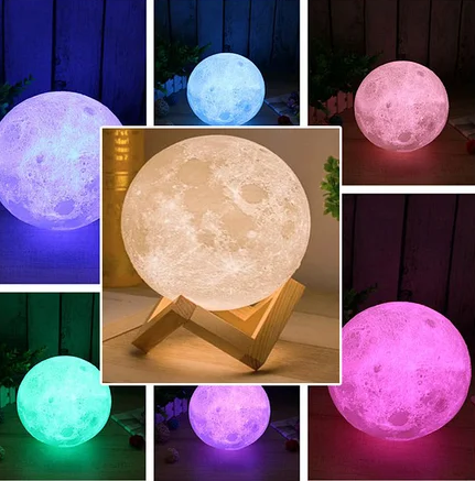 Лампа ночник Луна объемная 3 D Moon Lamp 15см, 7 режимов подсветки, пульт ДУ - фото 7 - id-p125735278