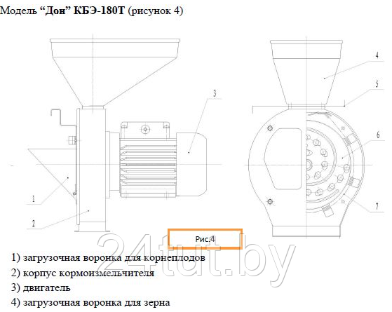Зернодробилка Дон КБЭ-180Т (с овощерезкой) 2,5кВт - фото 2 - id-p125772946