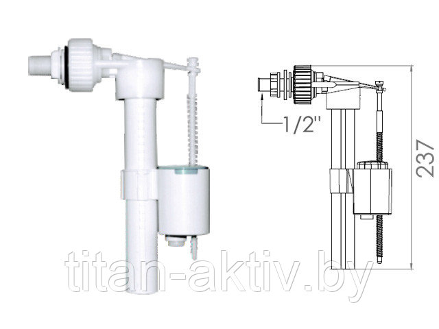 Поплавочный клапан боковой подачи воды, 1/2, пл. резьба, AV Engineering - фото 1 - id-p125581290
