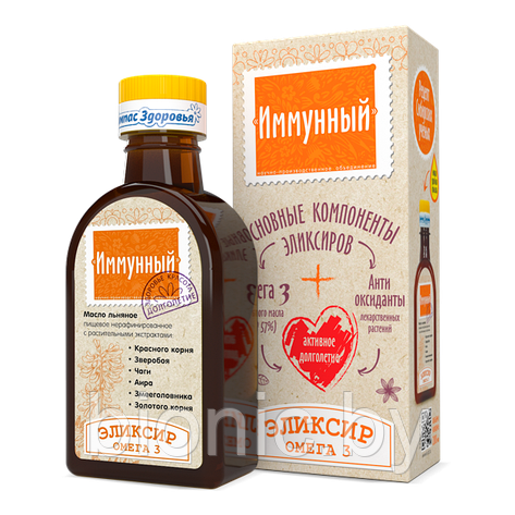 Масло льняное с раст. экстрактами "Эликсир Иммунный", Компас здоровья,200 мл, фото 2