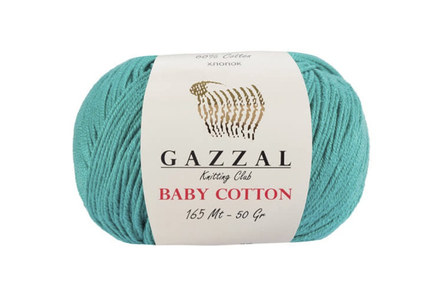 Пряжа Gazzal Baby Cotton цвет 3426 бирюза - фото 2 - id-p125804123