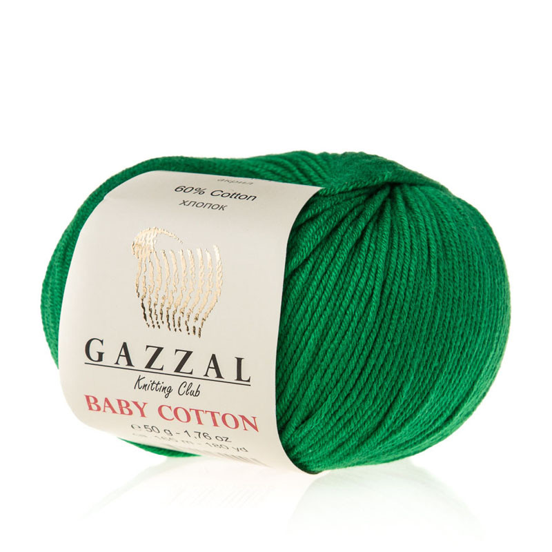 Пряжа Gazzal Baby Cotton цвет 3456 изумруд - фото 1 - id-p125804197