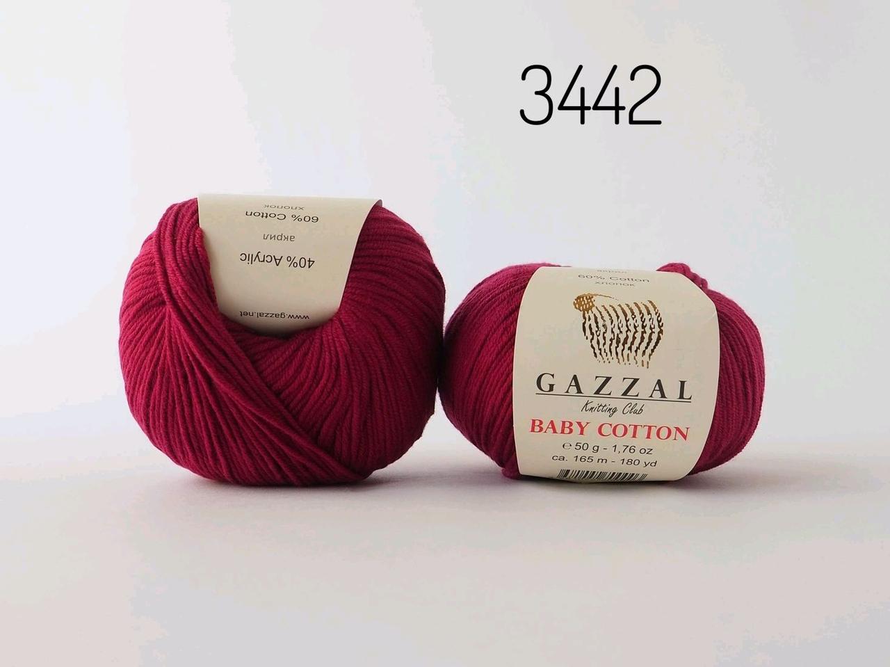Пряжа Gazzal Baby Cotton цвет 3442 винный