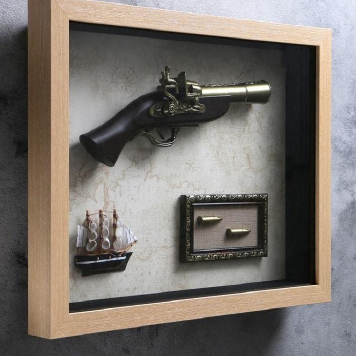 Сувенирное оружие в рамке «Пистолет, пули, парусник» на карте мира - фото 2 - id-p125854927