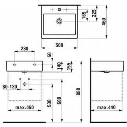 УМЫВАЛЬНИК LAUFEN LIVING CITY 50X46 - фото 3 - id-p54747364