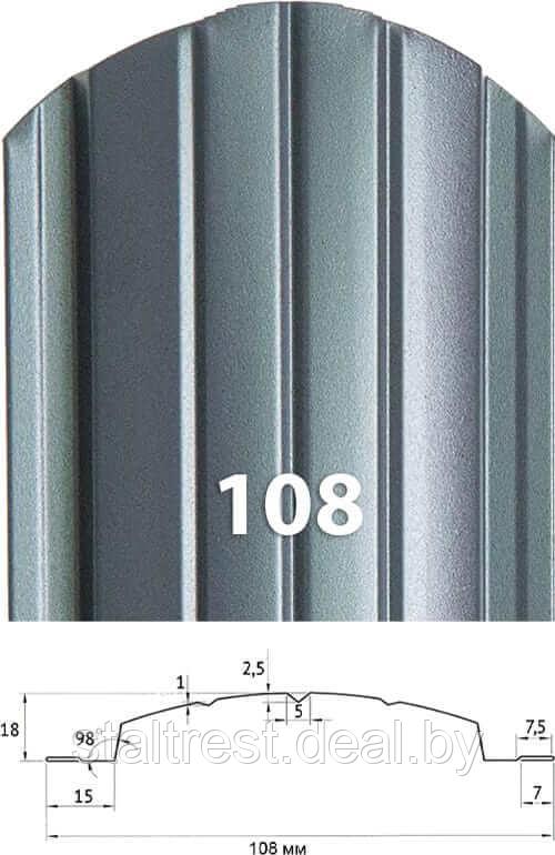 Штакетник металлический Европланка 110 мм, матовый. Фарго - фото 2 - id-p125902882