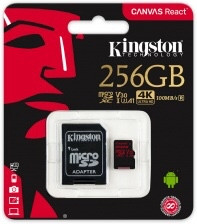 Microsd 256gb 10 кл Kingston Canvas 80mb/a с адаптером