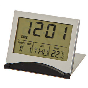 Будильник электронный + термометр, календарь, пластик,LADECOR  6,2х7,2см, 1CR2025 529-126
