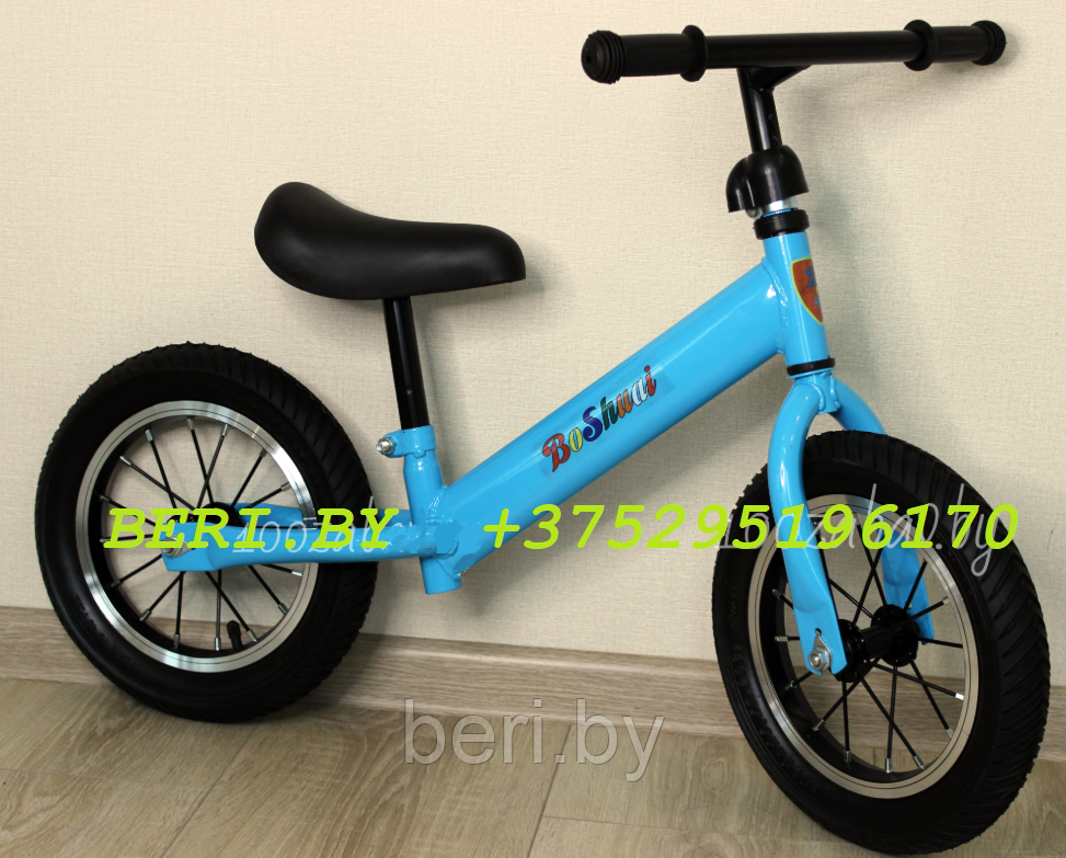S-03 Беговел детский 12" BoShuai, НАДУВНЫЕ колеса, руль и сидение регулируется, от 2 лет, разные цвета - фото 5 - id-p126104721