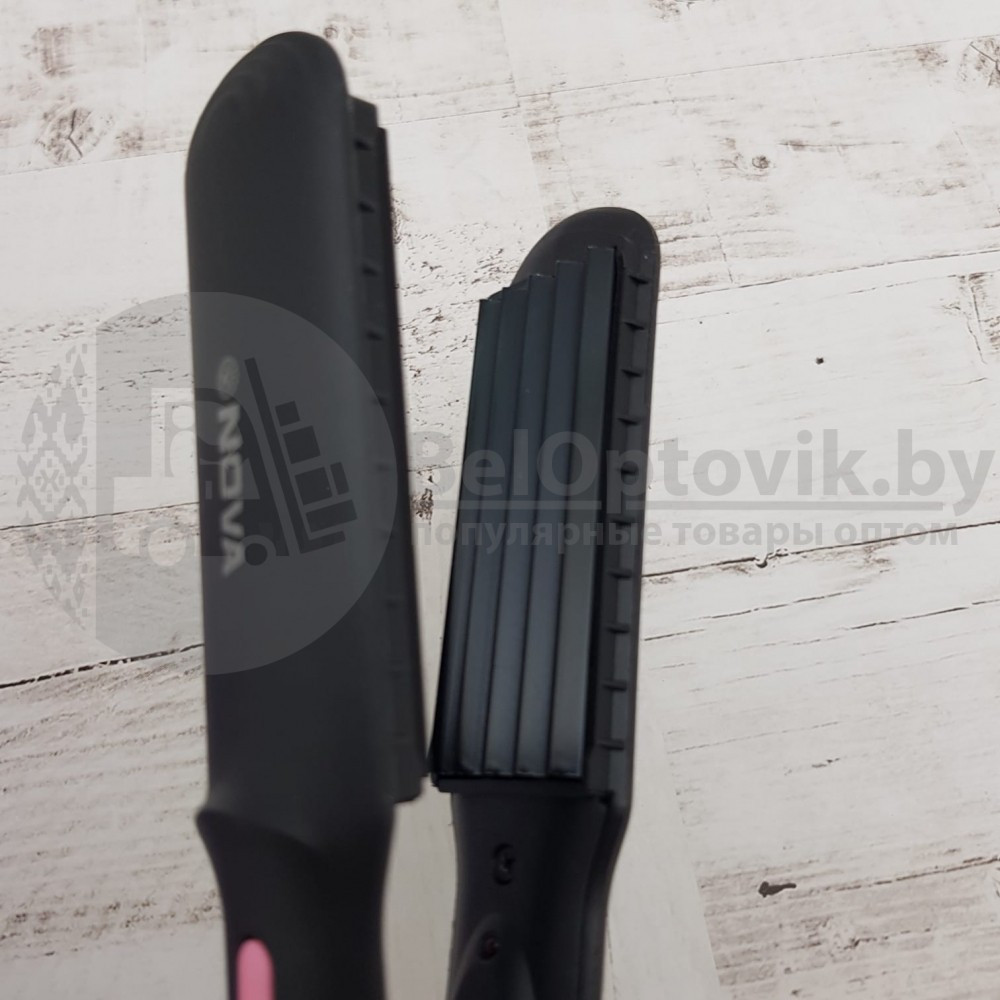 Керамический стайлер Плойка-гофре 3,0 см шир. для укладки волос NOVA SX-8006 Гофре Черная - фото 4 - id-p126147523