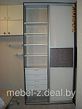 Шкаф-купе угловой с ЭКОкожей и стеклом Лакобель, фото 2