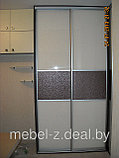 Шкаф-купе угловой с ЭКОкожей и стеклом Лакобель, фото 3