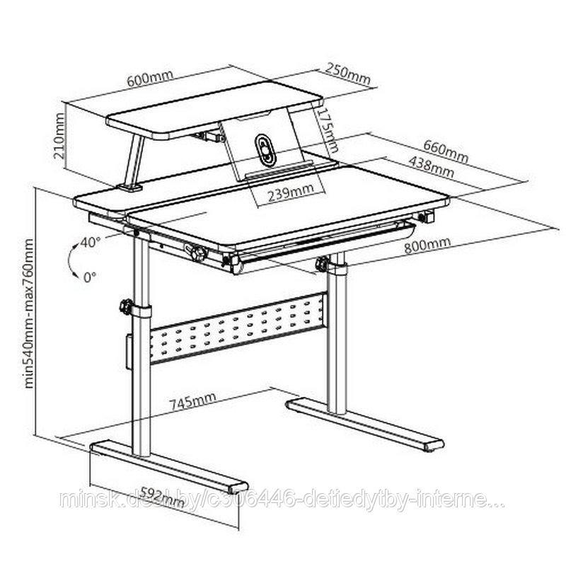 Регулируемый стол-парта Study Desk E202S с книжной полкой и подставкой для книг - фото 2 - id-p126173381