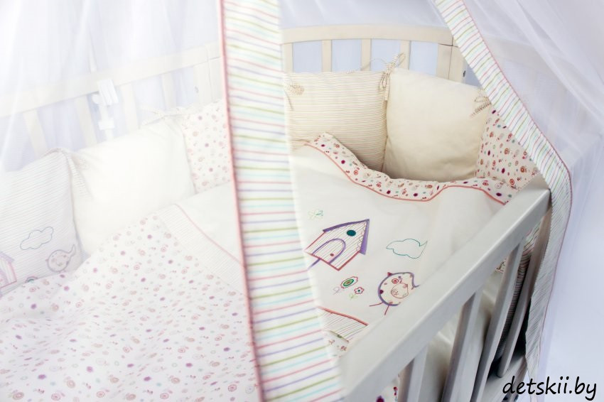 Комплект детского постельного белья в круглую кровать Lappetti Домик для птички 6 предметов - фото 1 - id-p126350692