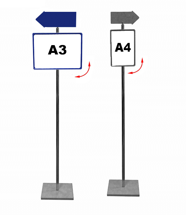 Табличка указатель на ножке с изменяемым расположением рамки (гориз. верт.) и стрелки (левая, правая)