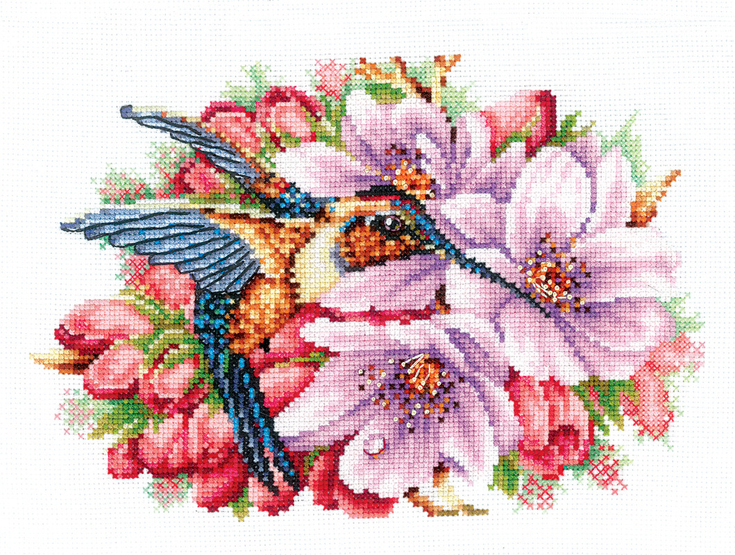 Набор для вышивания крестом «Колибри в цветах» - фото 1 - id-p126415339