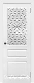 Дверь межкомнатная Честер ДО матовое с рис. 800*2000 Белая эмаль