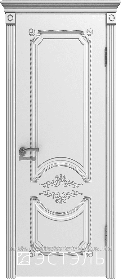 Дверь межкомнатная Милана эст. ДГ 800*2000 Белая эмаль патина серебро