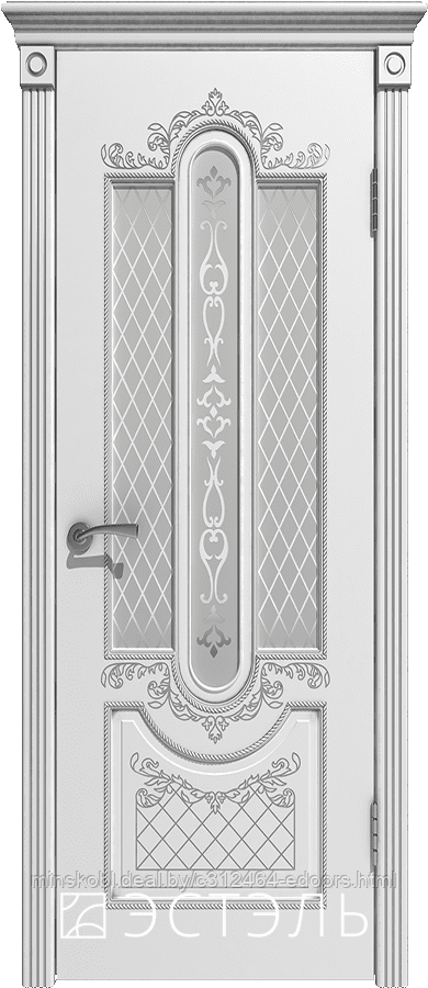 Дверь межкомнатная Александрия ДО матовое 800*2000 Белая эмаль патина серебро