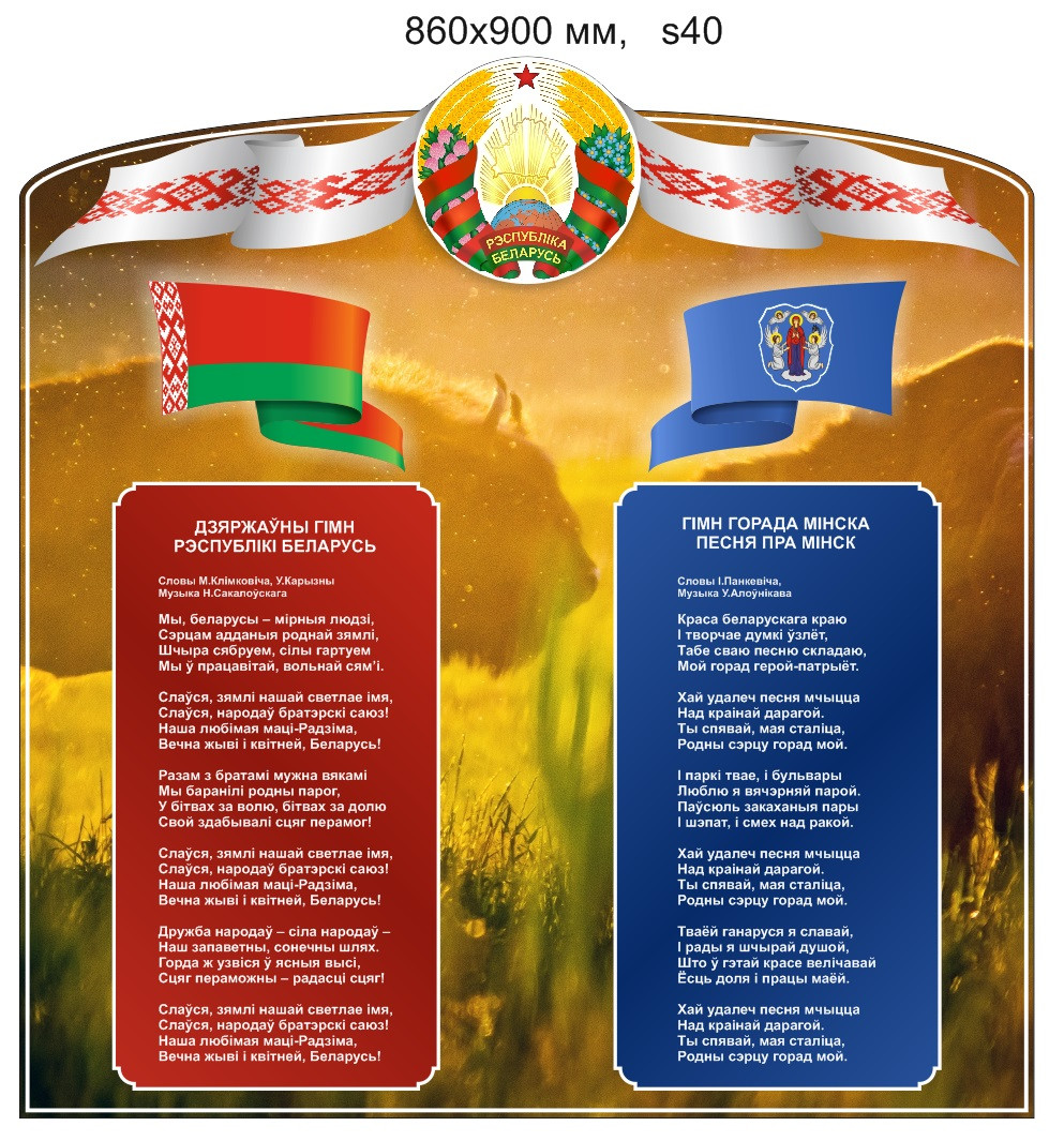 Стенд с символикой Республики Беларусь (860х900 мм)