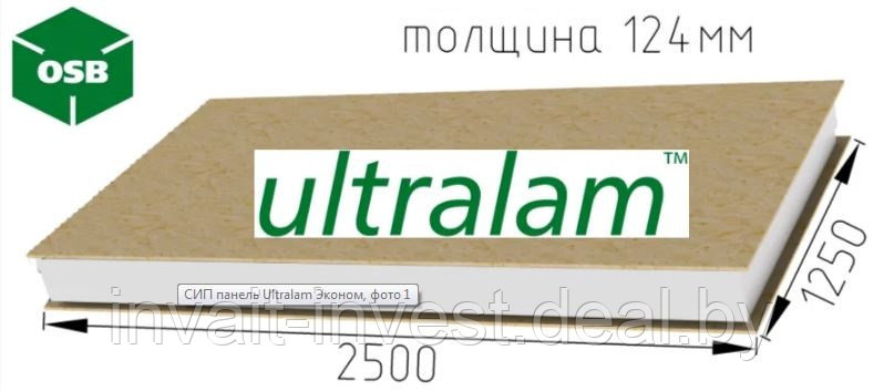 СИП панель с OSB-3 Ultralam, 2500х1250х124 (Эконом)