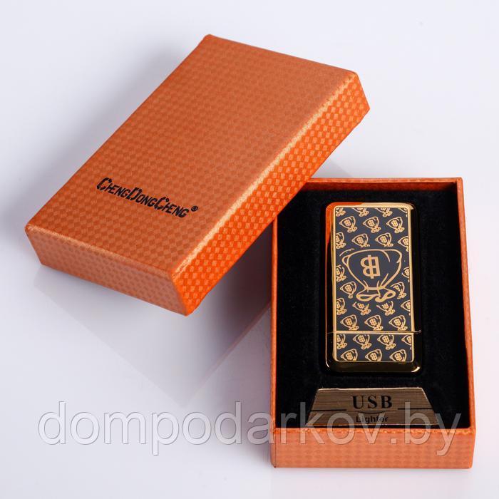 Зажигалка электронная "Биткоин" в подарочной коробке, USB, чёрно-золотая, 3.5х7 см - фото 4 - id-p91810021