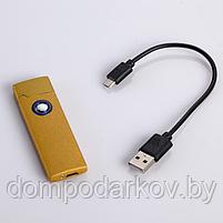 Зажигалка электронная в подарочной коробке, USB, золотая, 2.5х8 см, фото 3