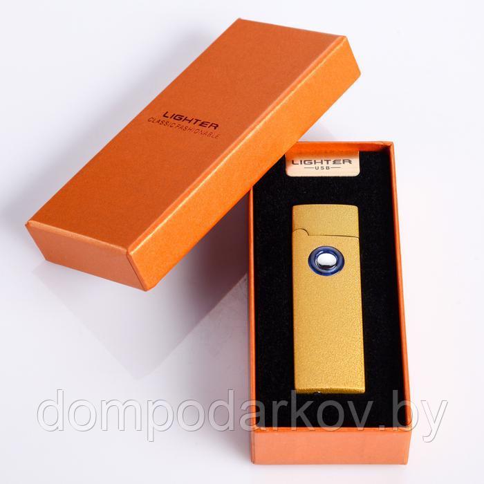 Зажигалка электронная в подарочной коробке, USB, золотая, 2.5х8 см - фото 5 - id-p91810023