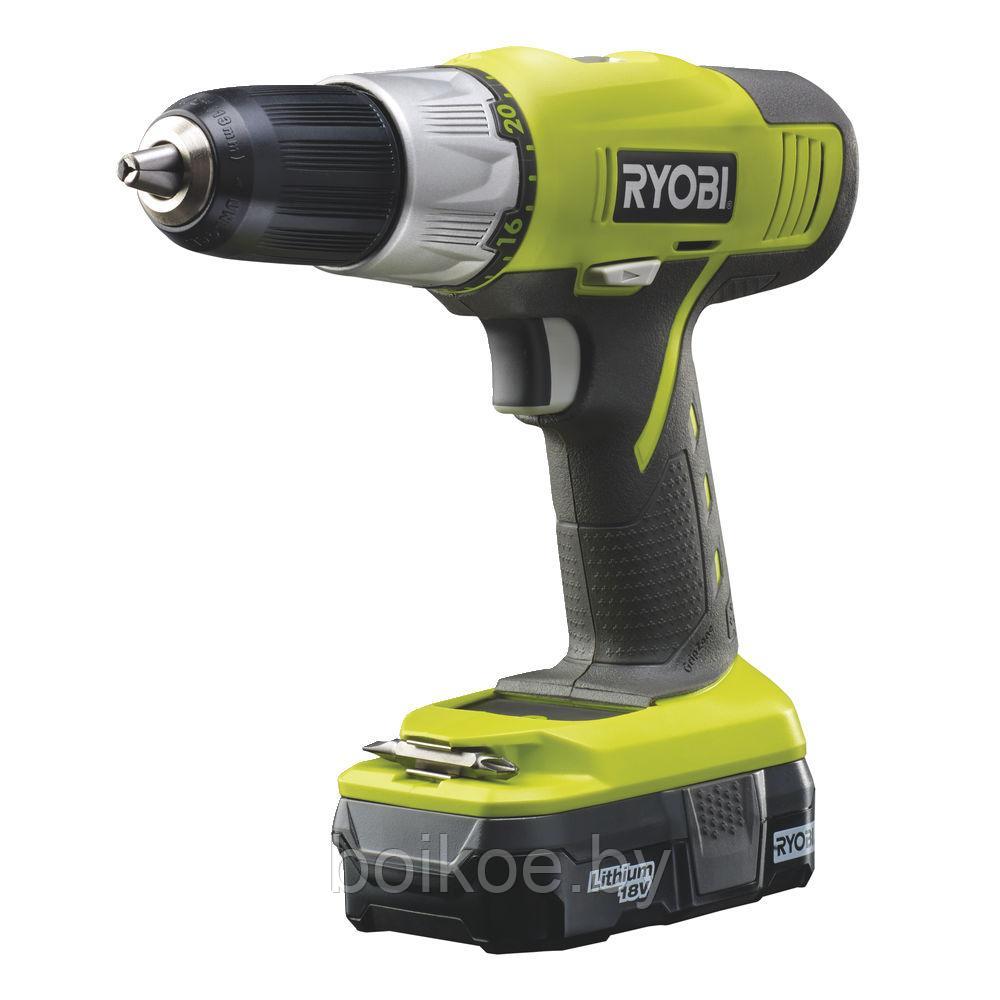 Дрель-шуруповерт RYOBI R18DDP-L13S (ONE+, 18В, 1.3 Ач, Li-Ion)