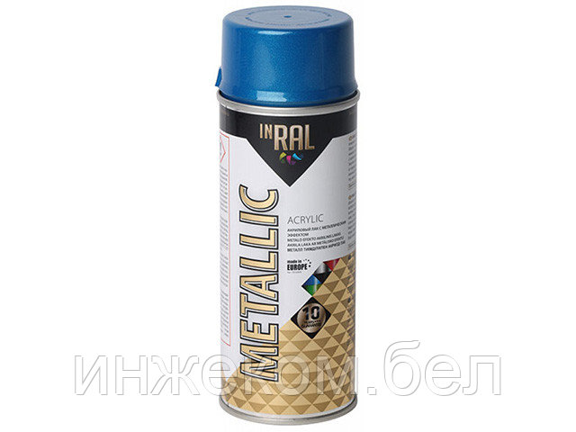 Лак на акриловой основе синий INRAL METALLIC SPRAY 400мл (Цвет синий.) - фото 1 - id-p126611949