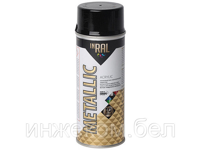 Лак на акриловой основе черный INRAL METALLIC SPRAY 400мл (Цвет черный.) - фото 1 - id-p126611950