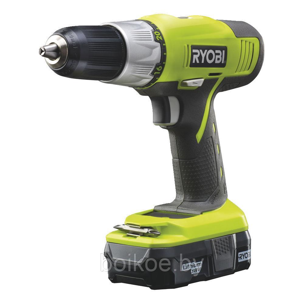 Дрель-шуруповерт RYOBI R18DDP-LL13S (ONE+, 18В, 1.3 Ач, Li-Ion) - фото 1 - id-p126612462