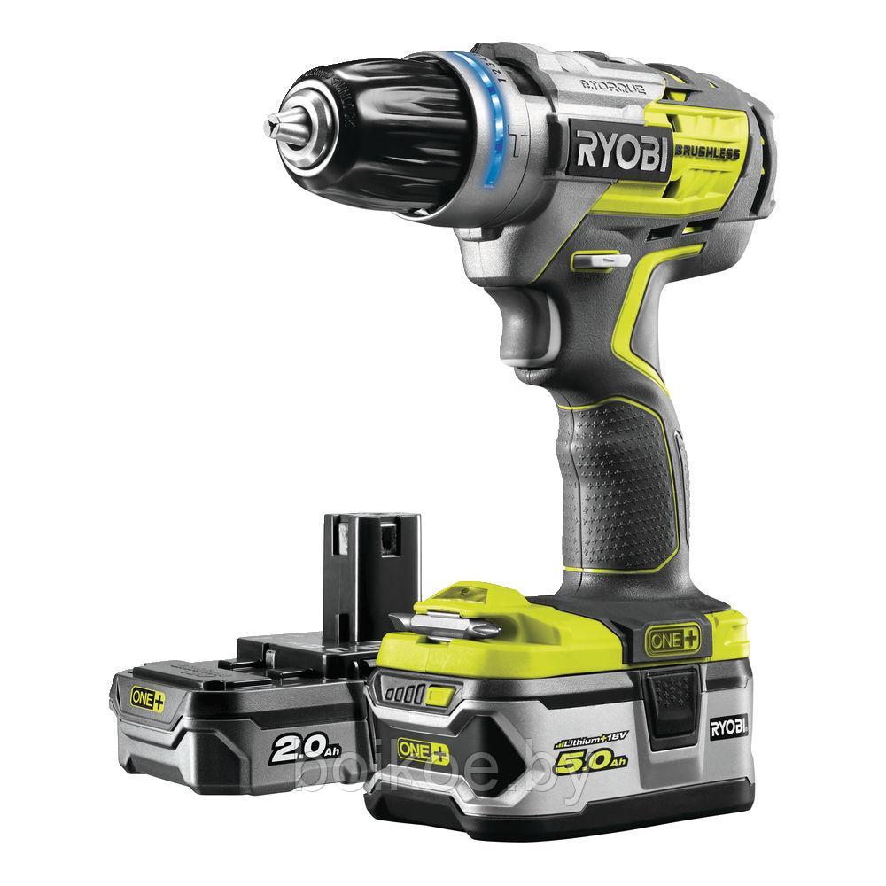 Ударная дрель-шуруповерт RYOBI R18PDBL-252S (ONE+, 18В, 2.0+5,0 Ач, бесщеточный) - фото 1 - id-p126612958