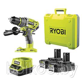 Ударная дрель-шуруповерт RYOBI R18PD7-220B (ONE+, 2.0 Ач, бесщеточный)