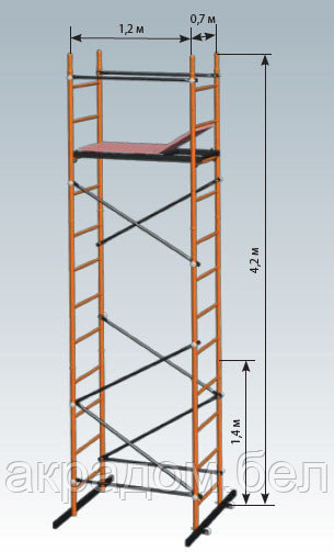 Вышка-тура Компакт для отделочный и строительных работ 4,2 м - фото 3 - id-p126613287