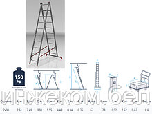 Лестница алюм. 2-х секц. 249/443см 2х10 ступ., 8,6кг PRO STARTUL (ST9946-10)