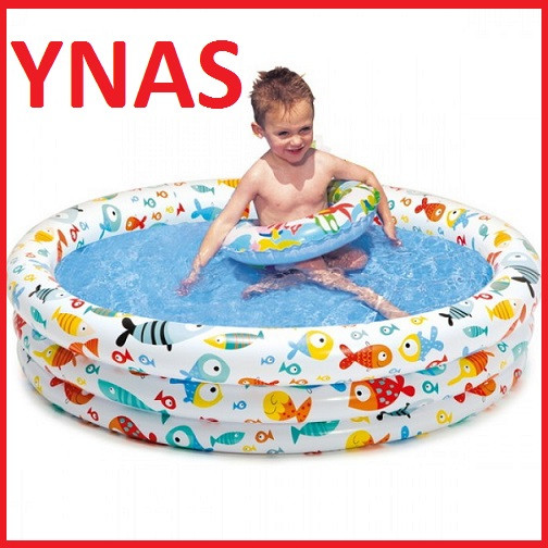 Детский надувной круглый бассейн Рыбки интекс Intex арт. 59431, размер 132*28 см для детей малышей