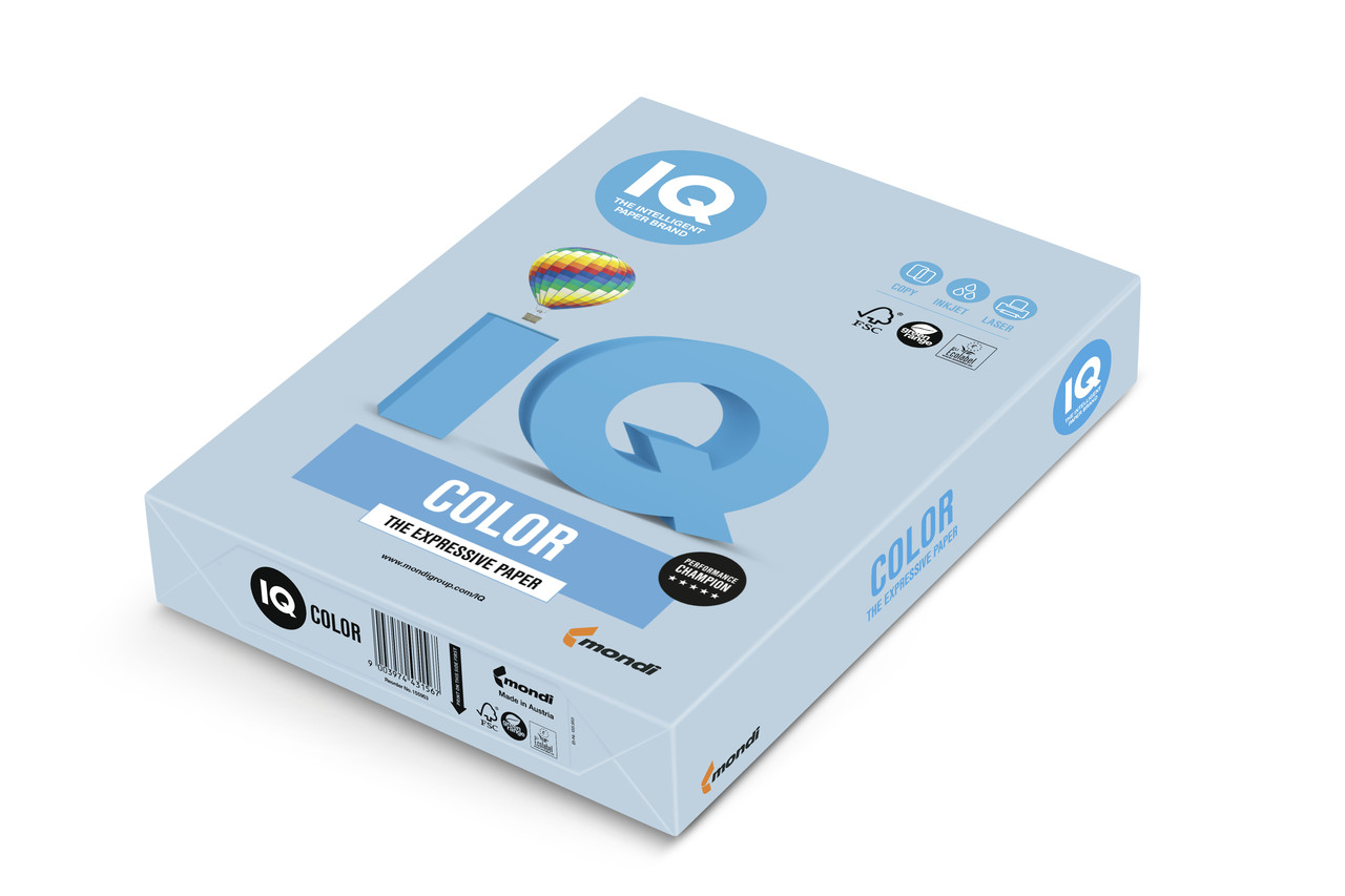 OBL70 Бумага офисная цветная IQ Color "голубой лед" А4, 80 г/м2, 500 л/п.