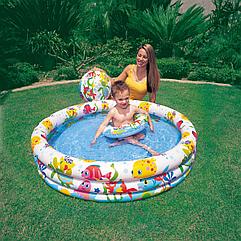 Детский надувной бассейн "Рыбки" (132х28 см), надувной мяч, надувной круг, интекс  INTEX 59469NP oo