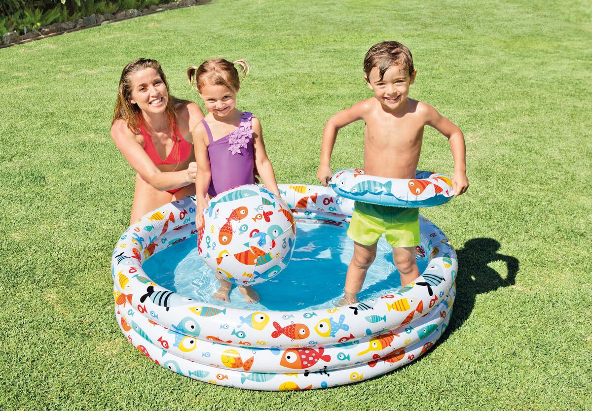 Детский надувной круглый бассейн с мячом и кругом Рыбки интекс Intex арт. 59469, для детей малышей - фото 2 - id-p126631608