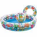 Детский надувной круглый бассейн с мячом и кругом Рыбки интекс Intex арт. 59469, для детей малышей, фото 3