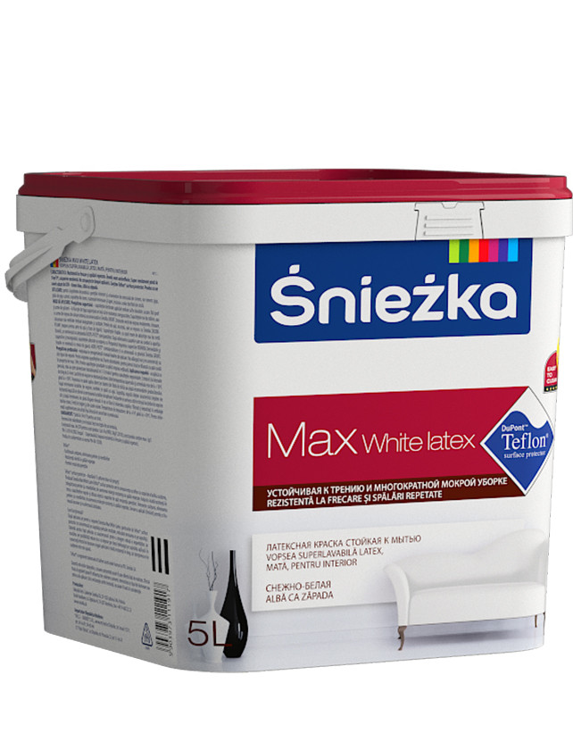 Краска Sniezka MAX White Latex 10 л Польша - фото 1 - id-p126683167