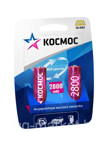 Аккумулятор Космос R6 NI-MH 2800 мАh, BL2